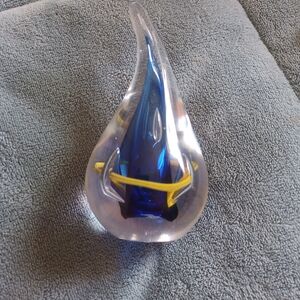 Blue and Yellow Glass Art Sculpture